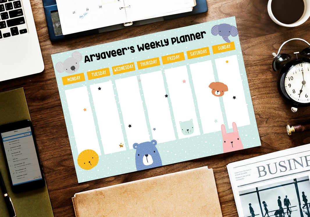 Mint Animal Weekly Planner