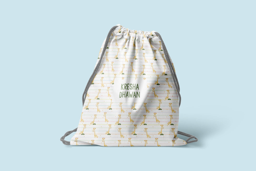 Striped Giraffe -Drawstring Bags